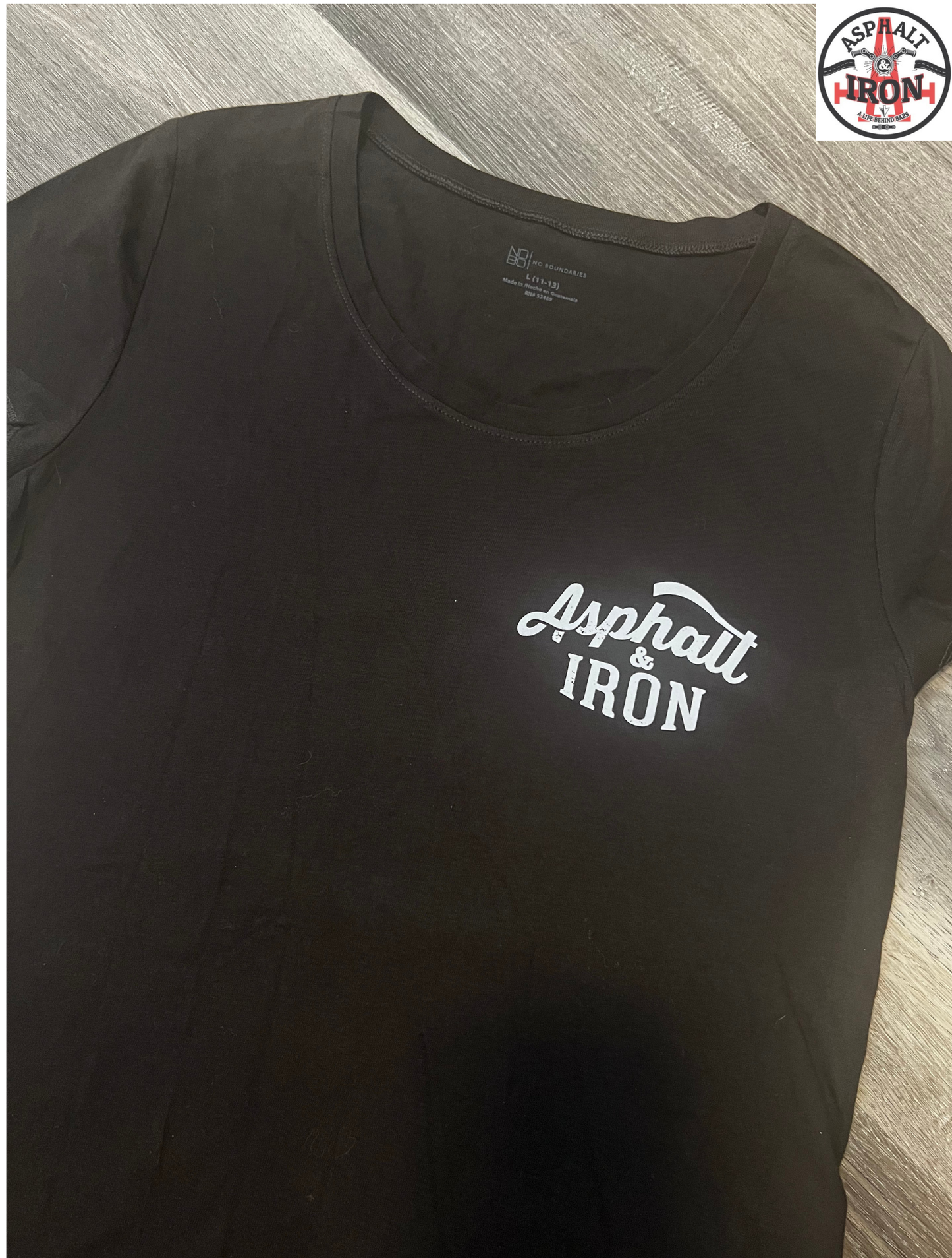 Aspahlt & Iron - Women's Fit Black T-Shirt - Original  Logo