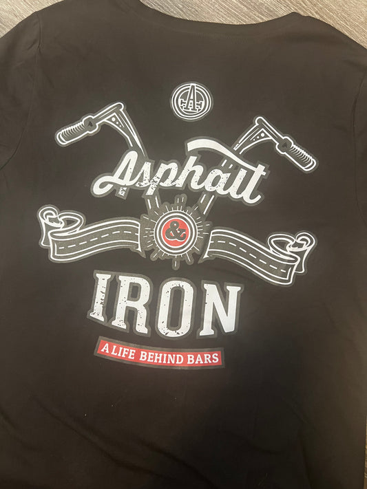 Aspahlt & Iron - Women's Fit Black T-Shirt - Original  Logo