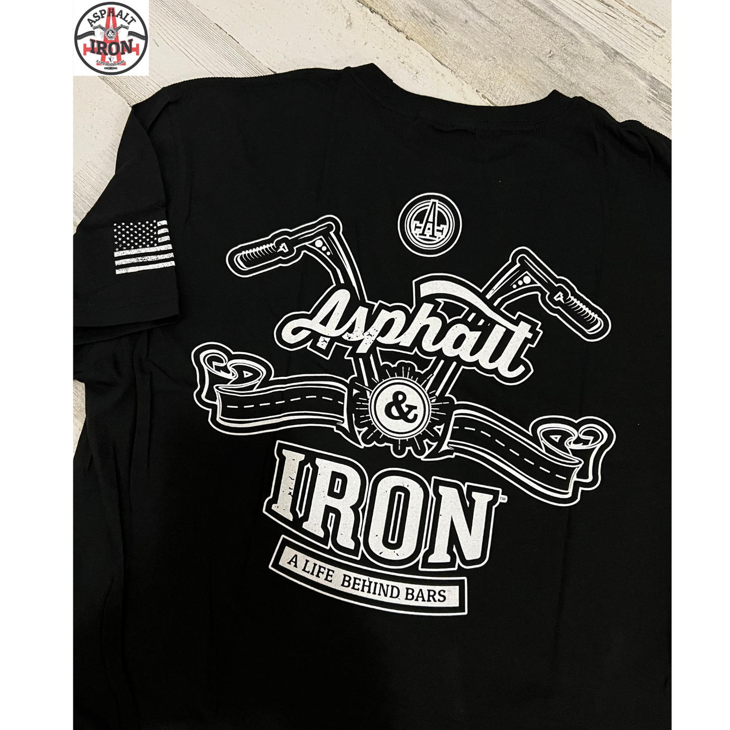 Aspahlt & Iron - Men's Black T-shirt - All White Logo