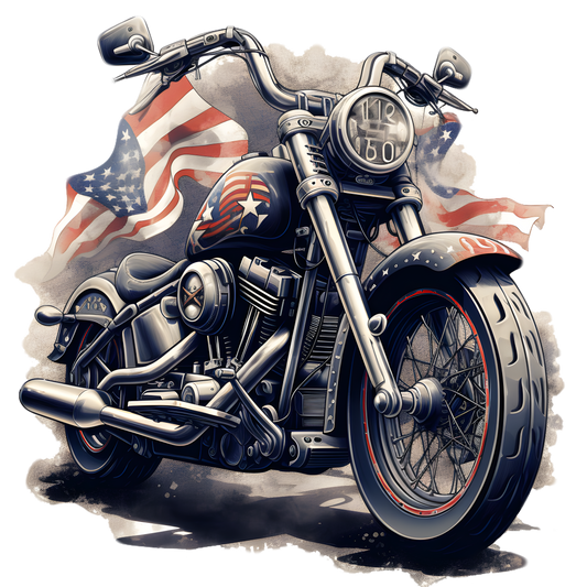 Harley With Flag Men's T-Shirt